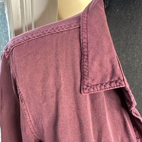 Rock & Republic silky button down distressed soft fabric long sleeves size Med - Picture 2 of 11